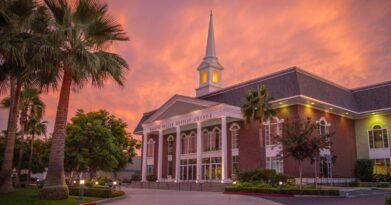 North Valley Baptist Church in Santa Clara at sunset